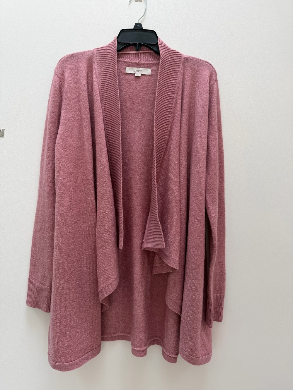 LOFT Draped Open-Front Cardigan - Dusty Rose Pink
